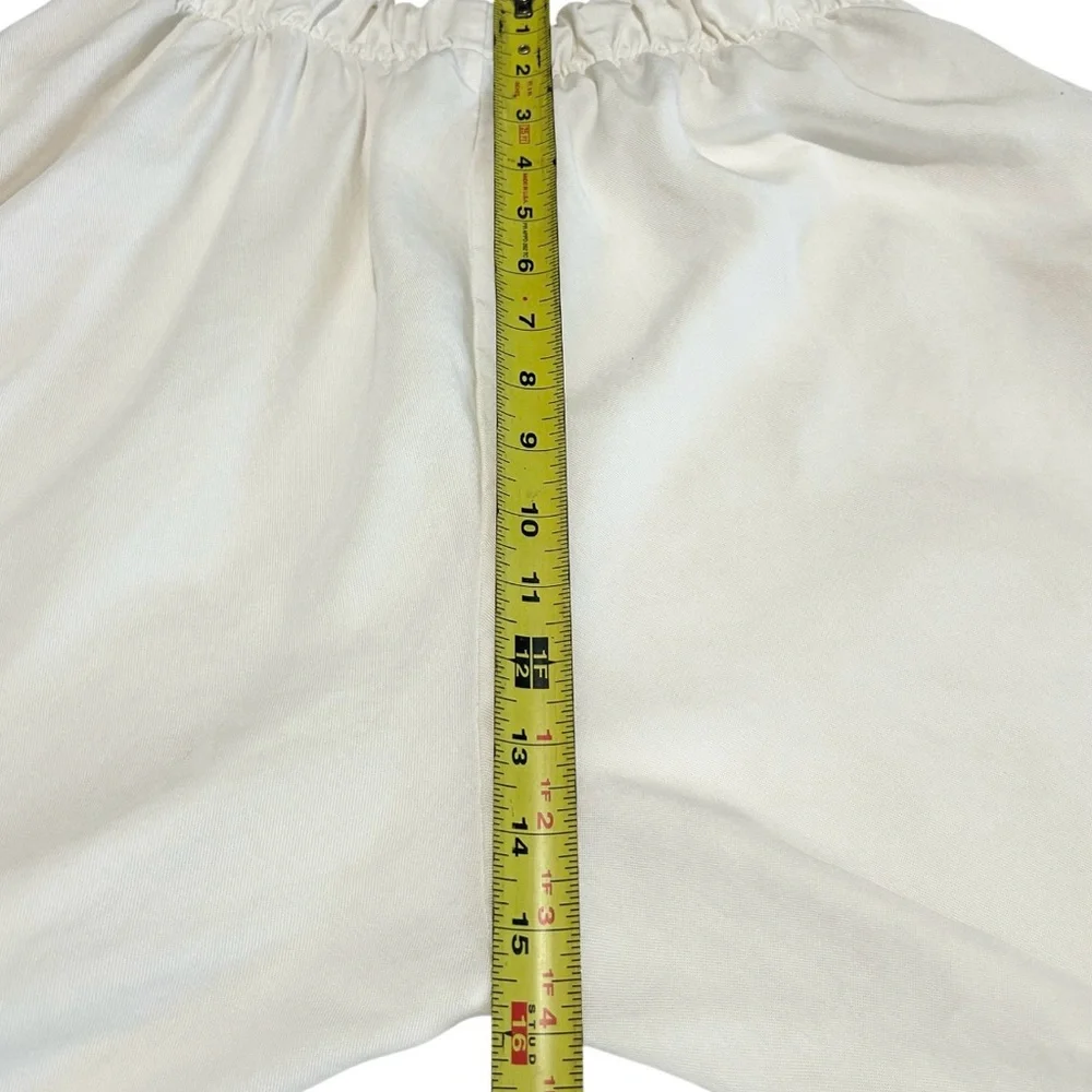 Bryn Walker 100% Linen Pull On Crop Wide Leg OSCA Pant Ivory Womens M Casual USA - Picture 12 of 14